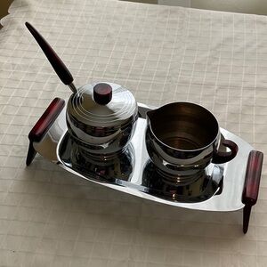 Stainless Gourmates Cream and Sugar on Tray